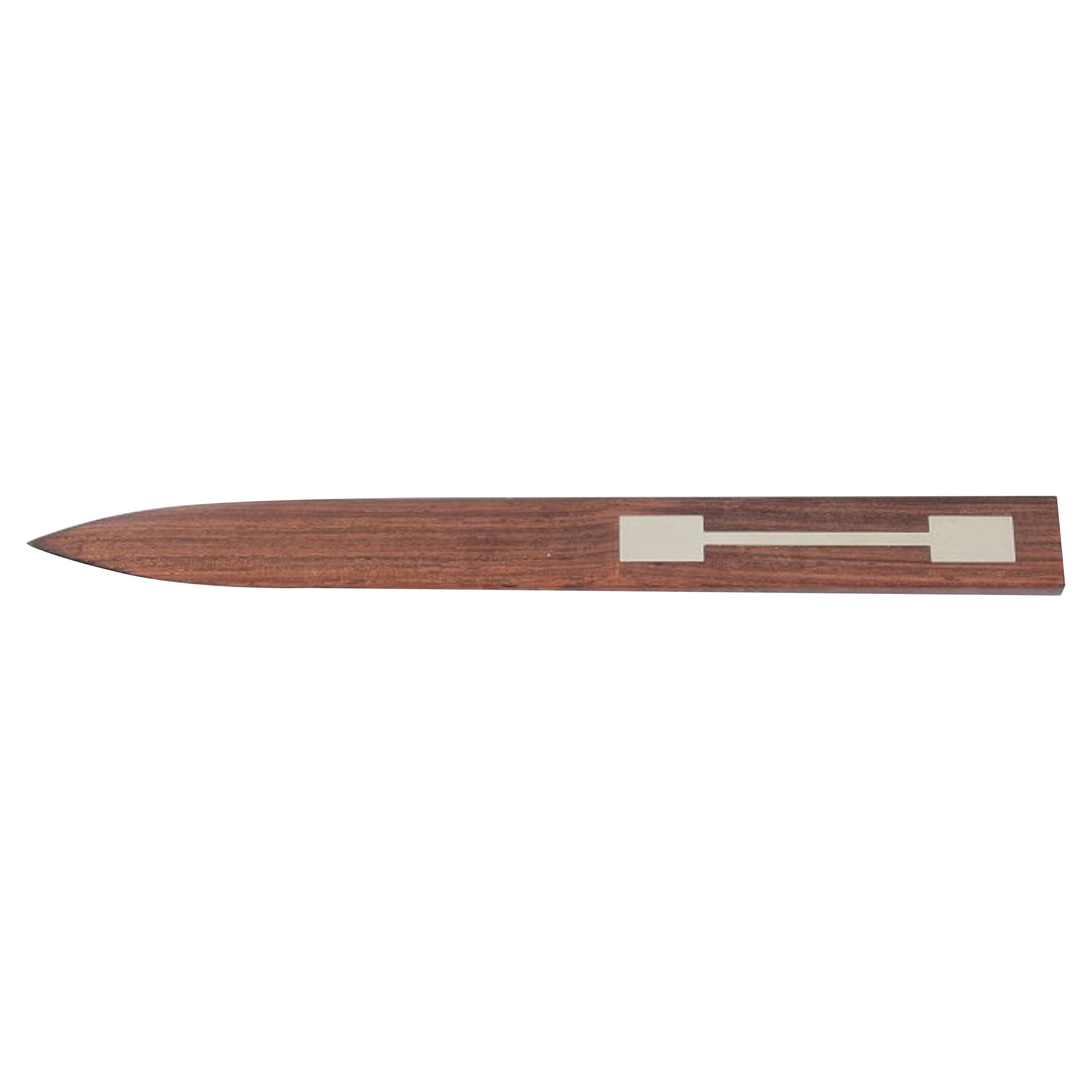 Hans Hansen, Letter Knife in Rosewood with Silver Inlay, 1960s For Sale