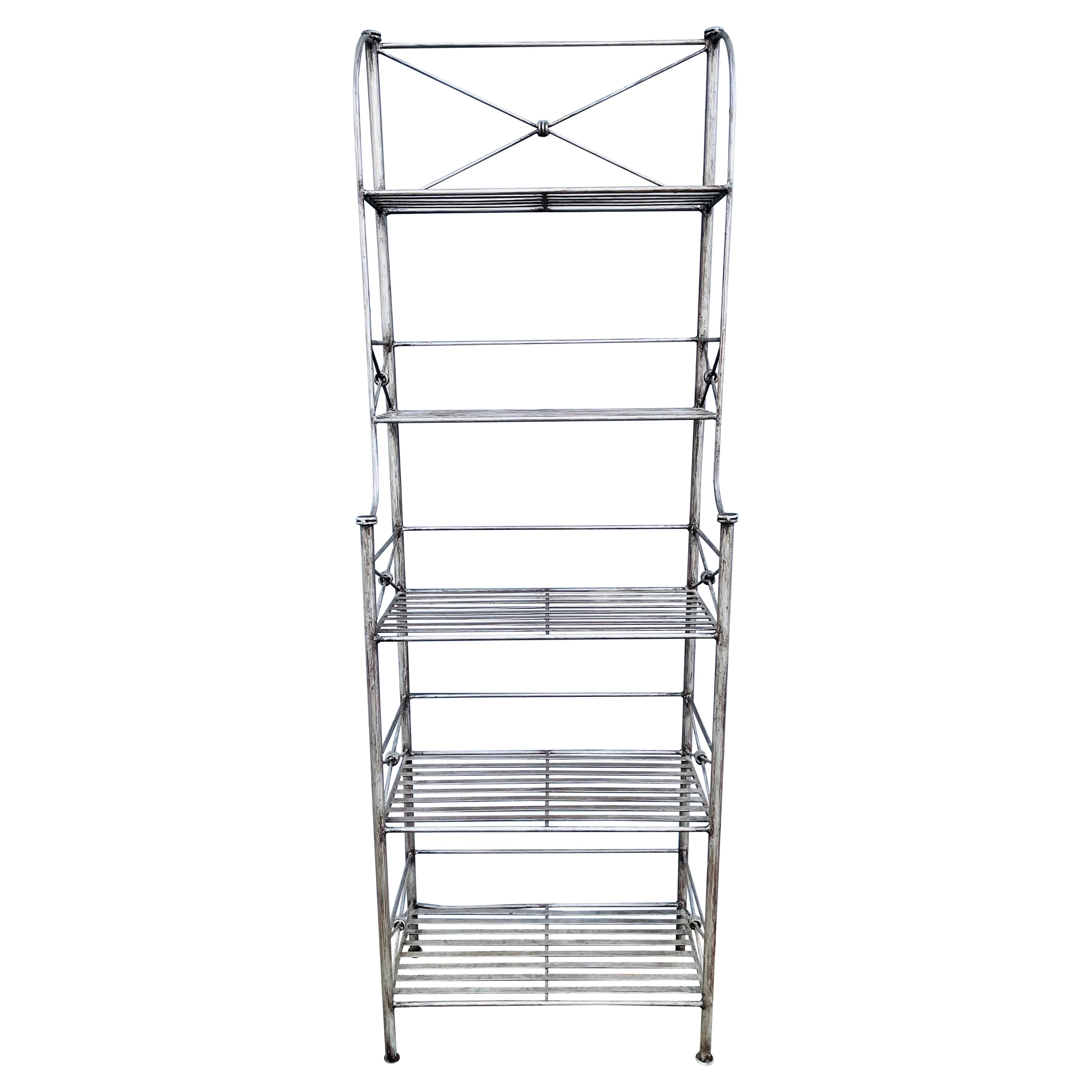 Giacometti inspired wrought iron Bakers Rack