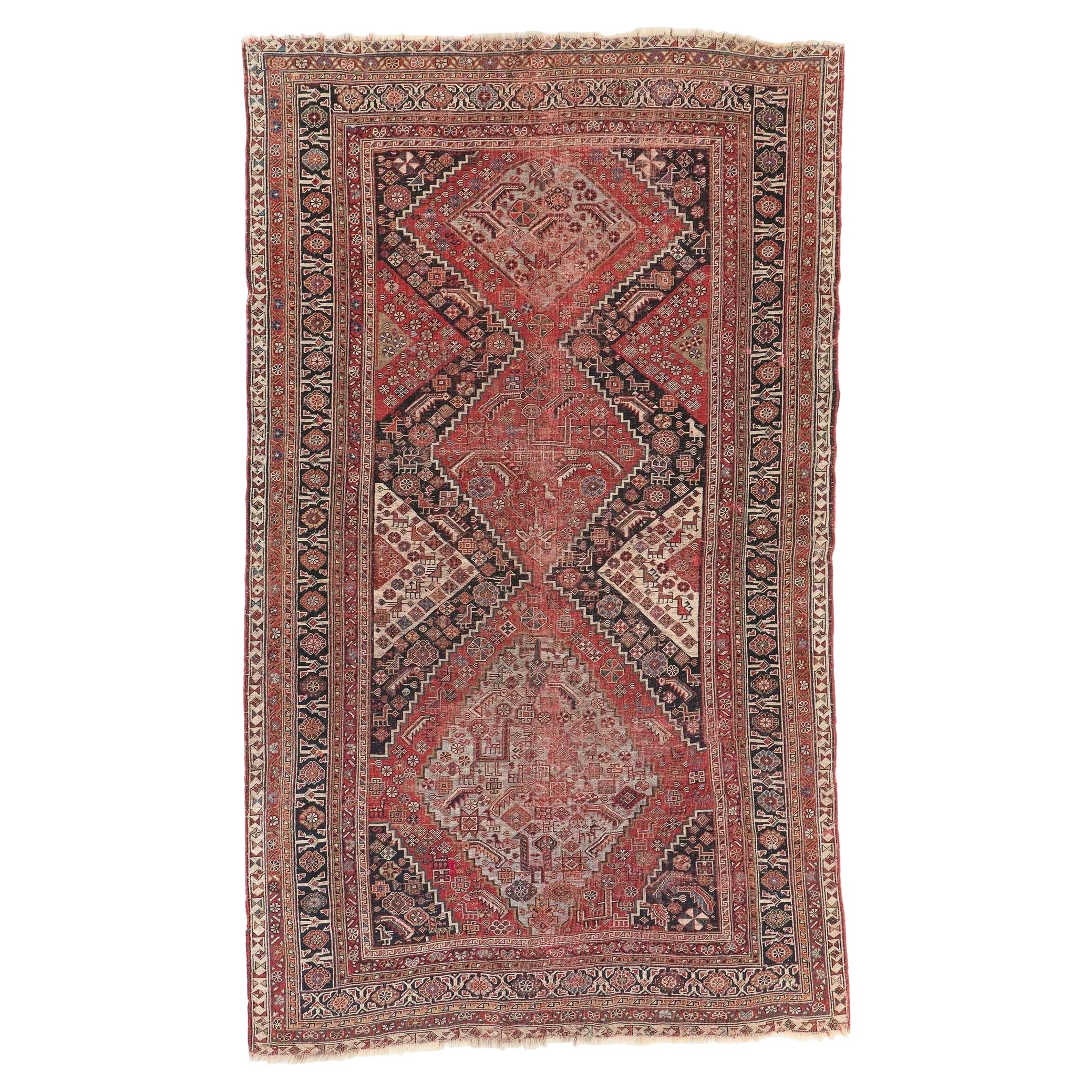 Timeless Antique Nomadic Village Rug For Sale