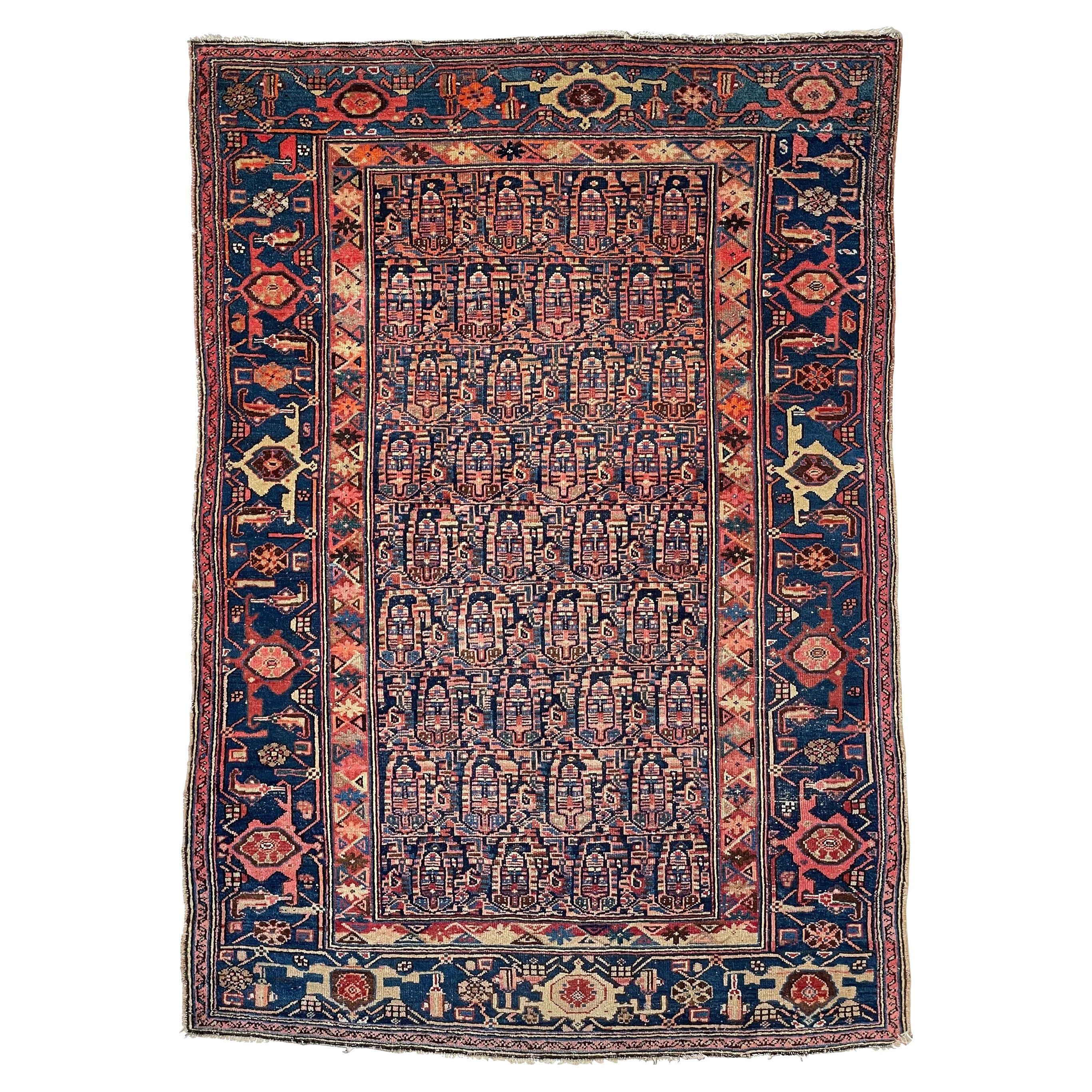 Mother-Child Boteh Village Antique Malayer Rug For Sale