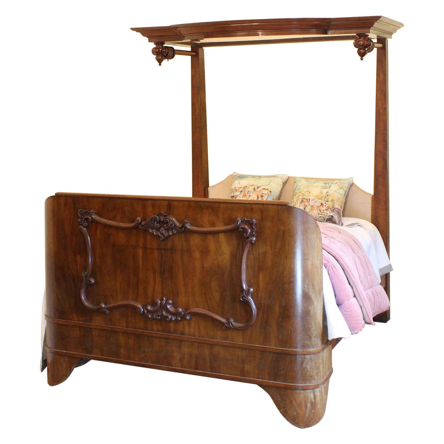 Antikes halber Tester-Bett aus Mahagoni, M4P13 im Angebot