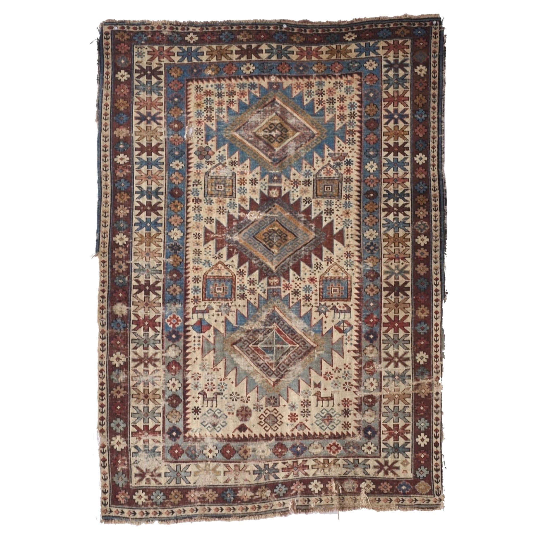 Antiker kaukasischer Shirvan-Teppich, um 1890