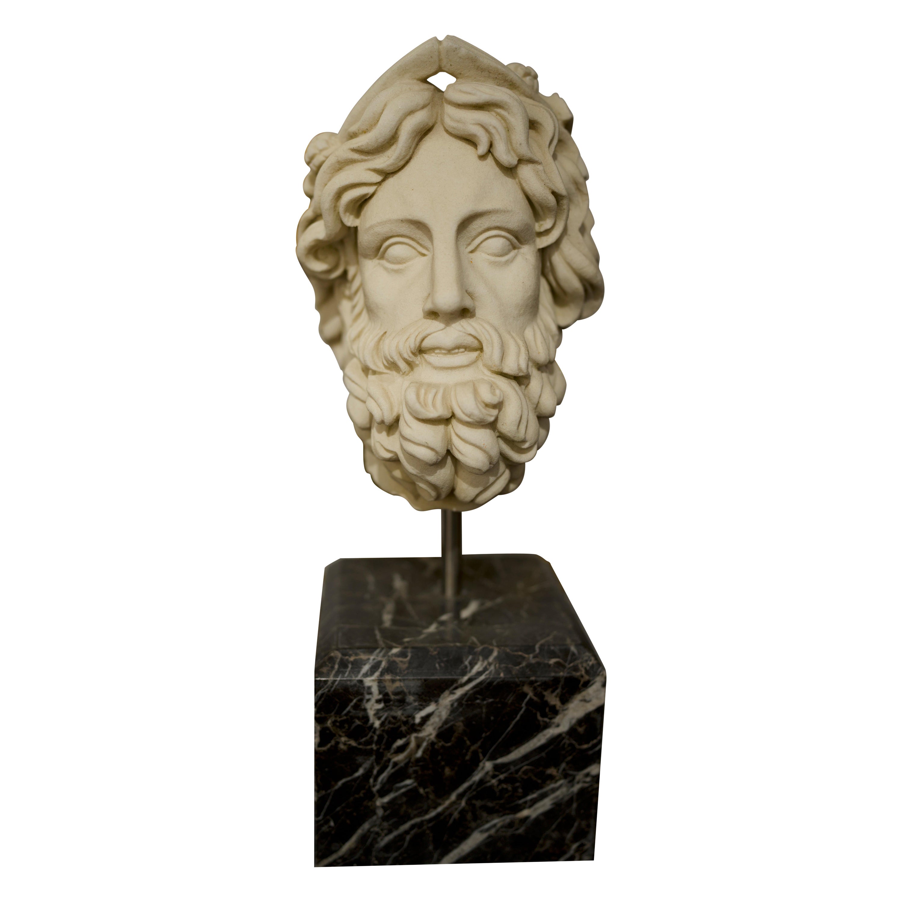 20th Century Hand Carved Marble Greek Head Bust For Sale