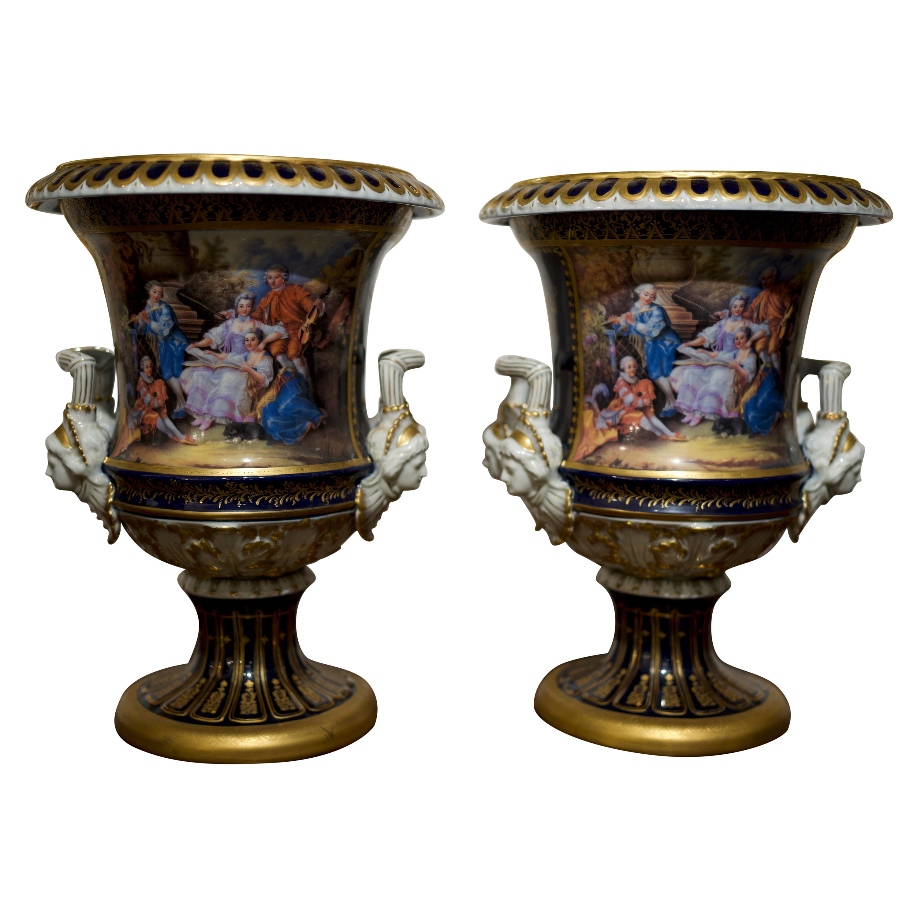 Pair of 19th Century Royal Vienna Urns For Sale