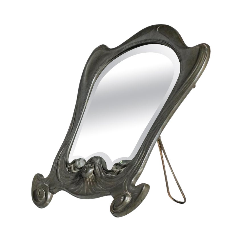 Art nouveau mirror Orivit Jugendstil 1920 Metallwarenfabrik Germany - G883 For Sale