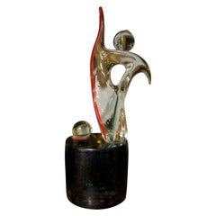 Vintage 20th Century Sculptural Murano Glass Figure on Bronze Base