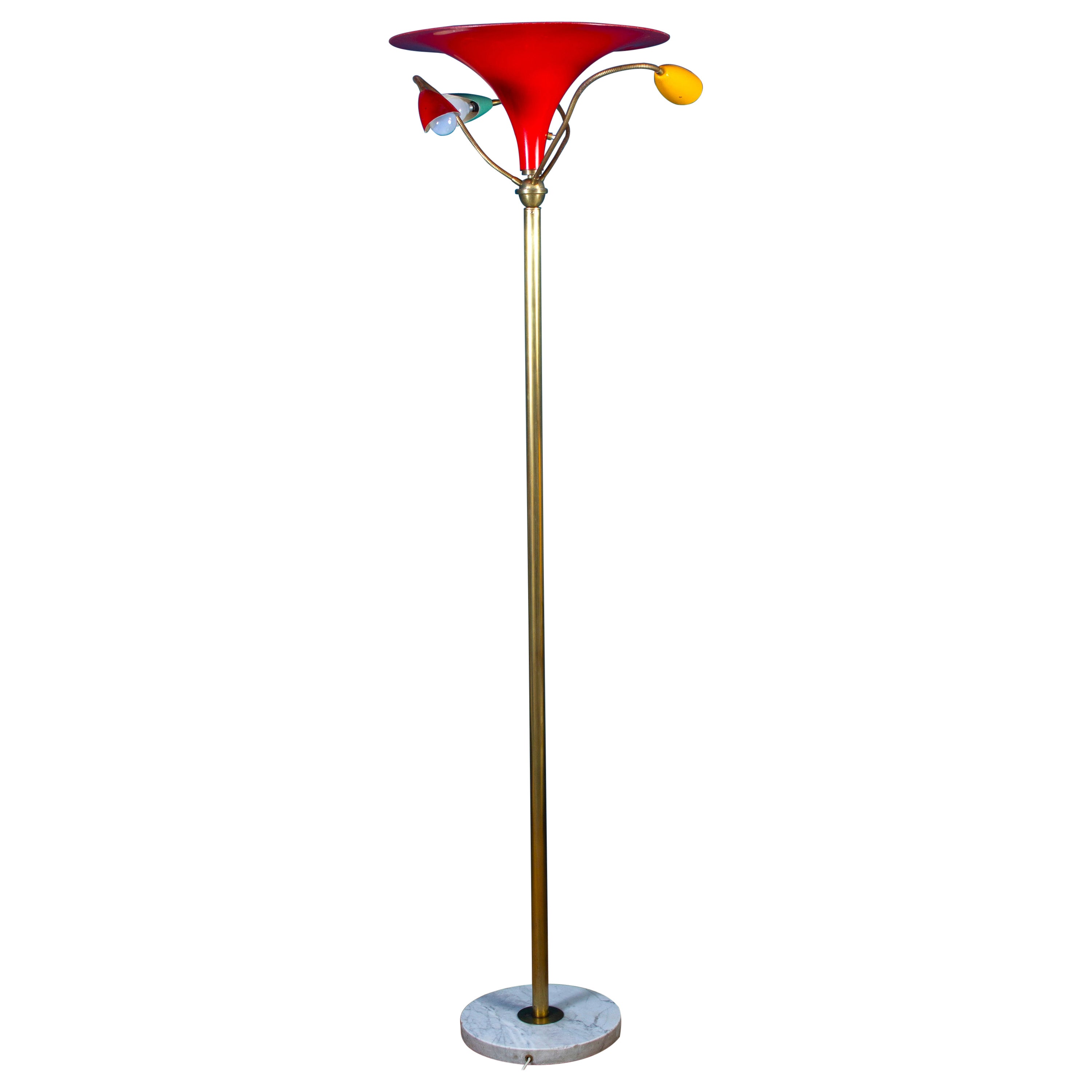 Stilnovo mi-siècle original lampadaire multicolore design italien