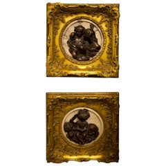 Französische Kamee-Wandkunst aus Marmor, Bronze und vergoldetem Holz, frühes 20. Jahrhundert