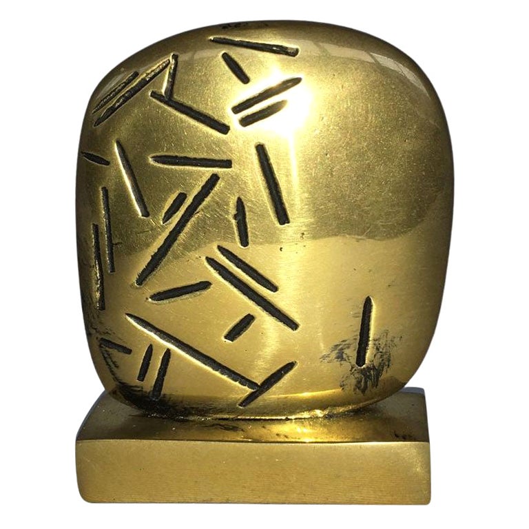 1980 Italy Post-Modern Bronze Abstract Sculpture Beppe Bonetti with Base For Sale