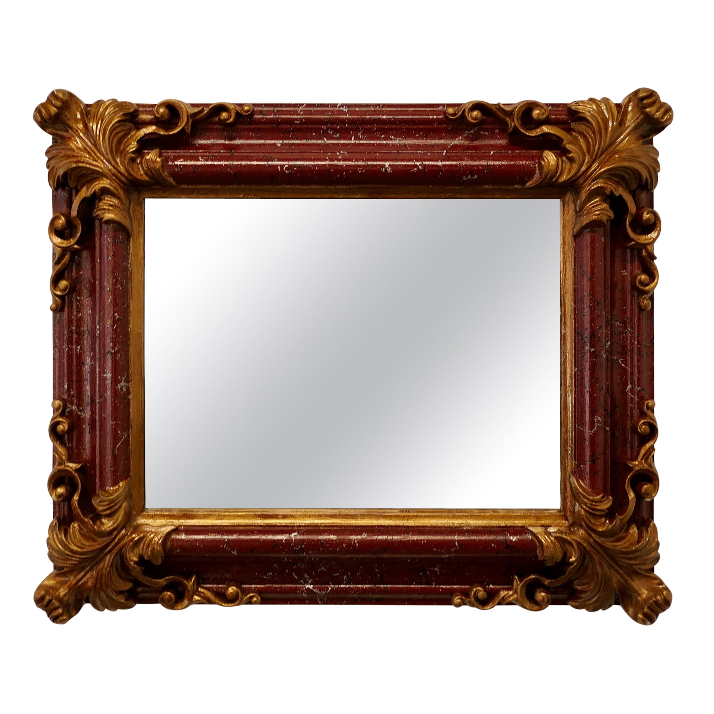 Lovely Rococo Simulated Marble Wall Mirror    For Sale