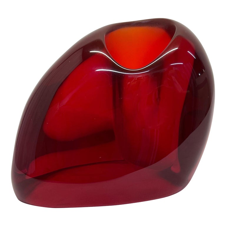Brazilian Modern Translucent Red Resin Bud Vase, 1980s For Sale at 1stDibs