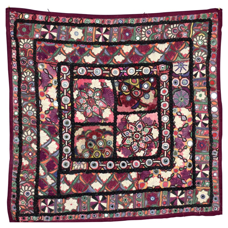 Indian Embroidered Wall Hanging For Sale at 1stDibs