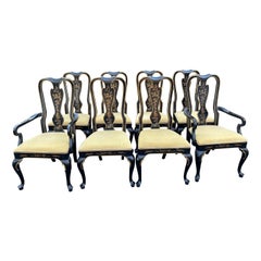 Elegant Set of 8 Chinoiserie Drexel Heritage Dining Chairs