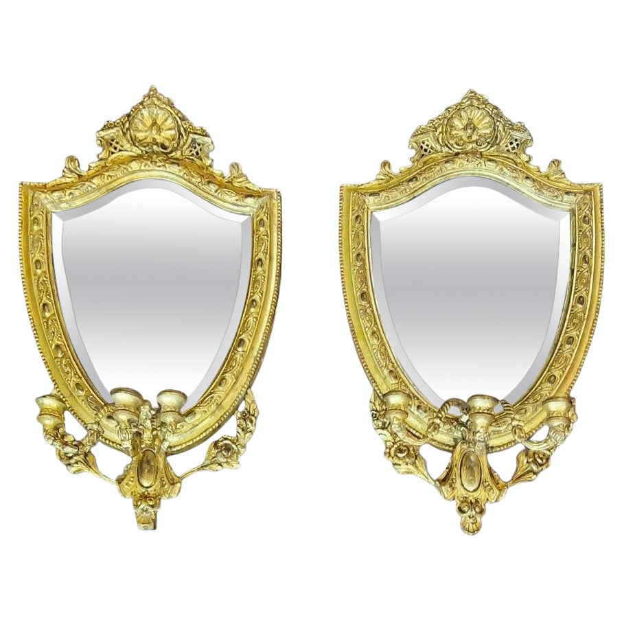 Pair of Mid 19th Century Gilt and Gesso Girandole Mirrors For Sale