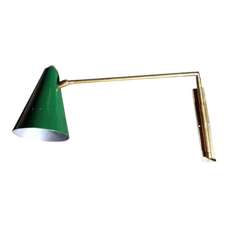 Stilnovo Style Space Age Italian Vintage Brass Wall Lamp For Sale