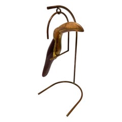 Brazilian Mid-Century Modern Brass and Resin Toucan on Stand, 1960s