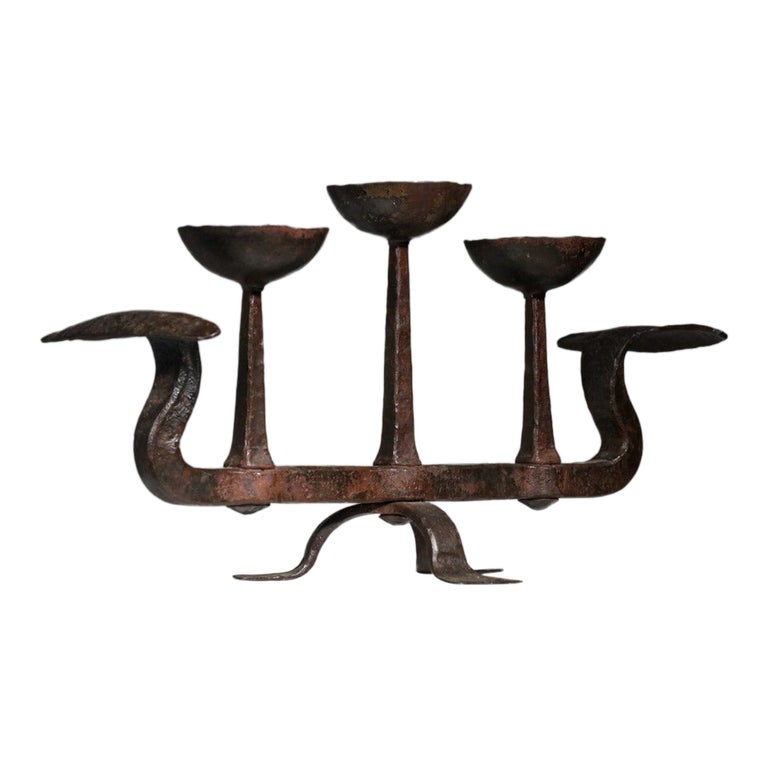 Large Wrought Iron Candelabra from the 30's 40's, G507 For Sale at 1stDibs  | antique wrought iron candelabra, vintage cast iron candelabra