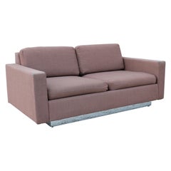 Settee à deux places en tissu marron de style Milo Baughman, style moderne du milieu du siècle dernier