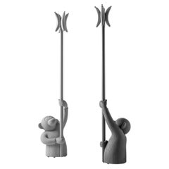 Set of 2 Monkey Coat Stands Black and Grey by Jaime Hayon