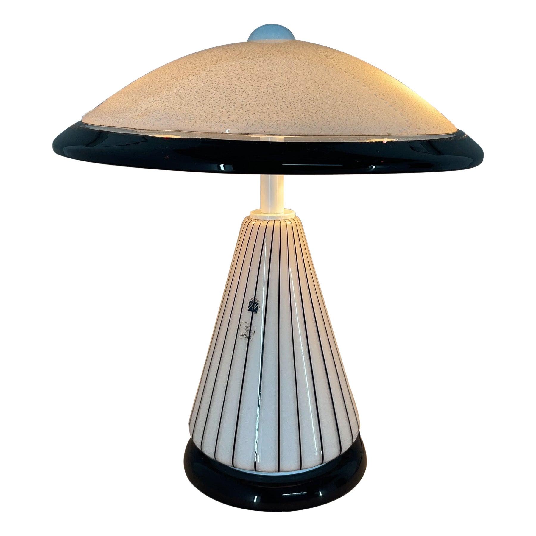 1980's Rare Italian Mushroom Vetri Murano Glass Table Lamp by ZONCA, Labeled For Sale