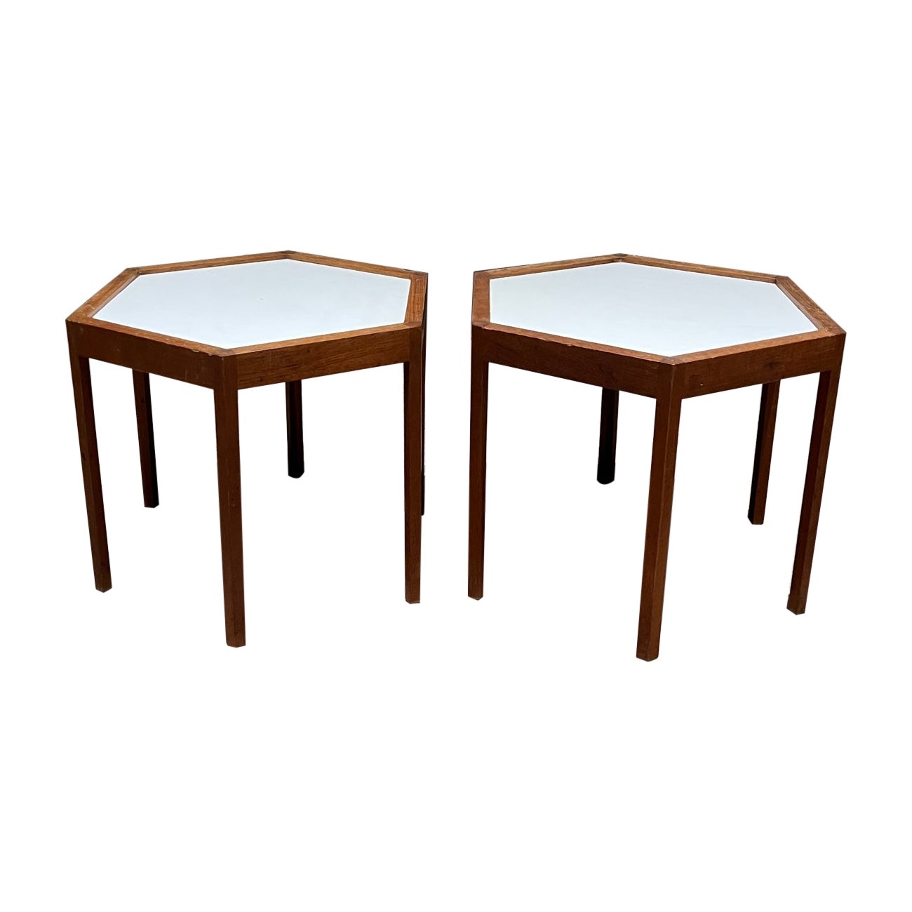 1960s Side Tables by Hans Andersen Teak and Formica Hexagon Denmark For Sale