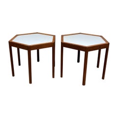 Retro 1960s Side Tables by Hans Andersen Teak and Formica Hexagon Denmark