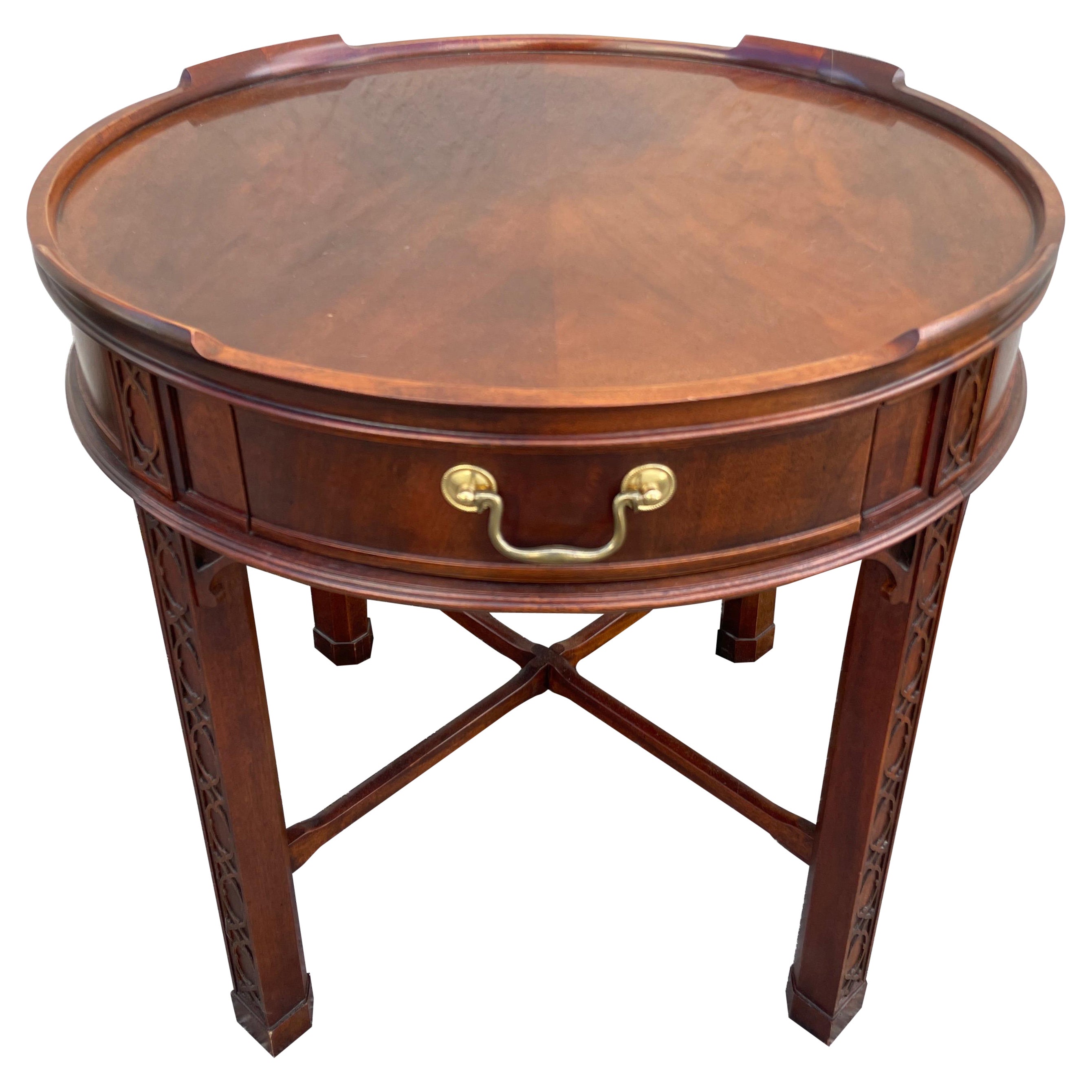 Chinese Chippendale Style Round Side Table by Baker