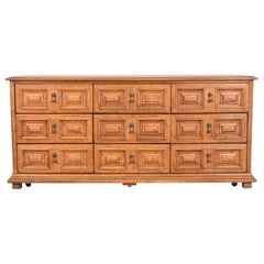 Drexel Spanish Colonial Carved Walnut Triple Dresser or Credenza, 1960s