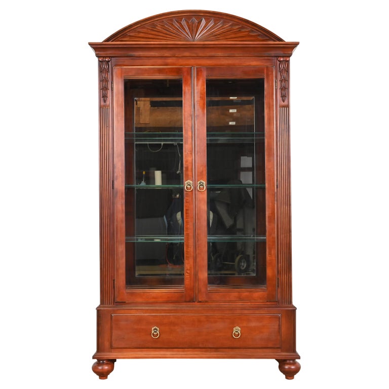 Ethan Allen British Colonial Cherry Wood Lighted Bookcase or Display
