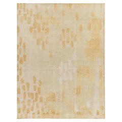 Rug & Kilim's Distressed Style Modern Rug in Cream, Gold, White Dots Pattern