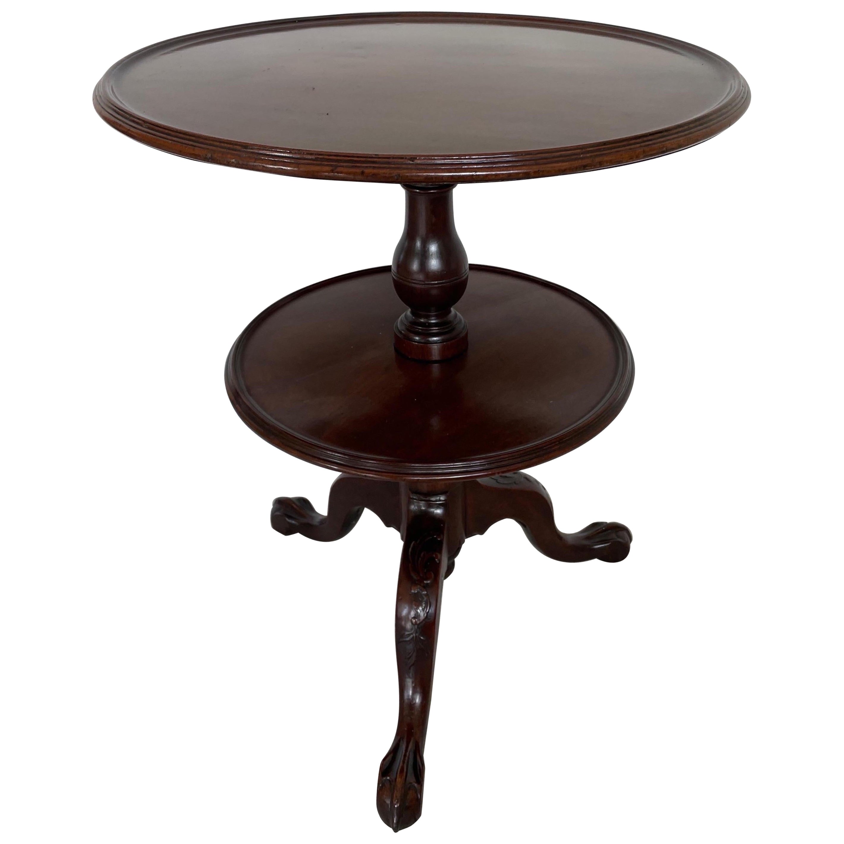 Antiker zweistöckiger Tisch „Lazy Susan“