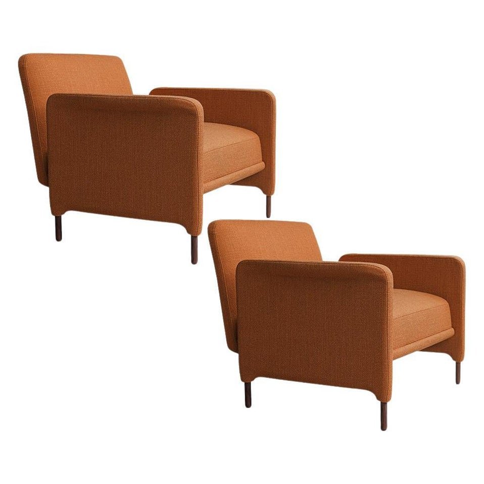 Set of 2 Orange Carson Armchair by Collector For Sale
