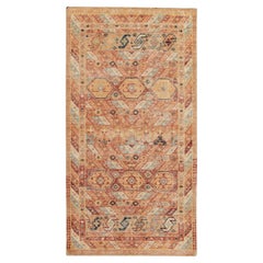 Rug & Kilim's Distressed Style Runner in Orange, Gold & Red Tribal Pattern