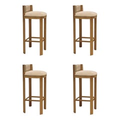 Set of 4 Oak Bar Chair by Collector