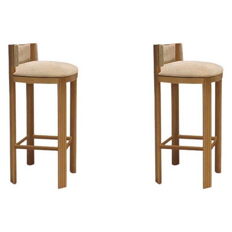 Set of 2 Oak Bar Chair by Collector For Sale