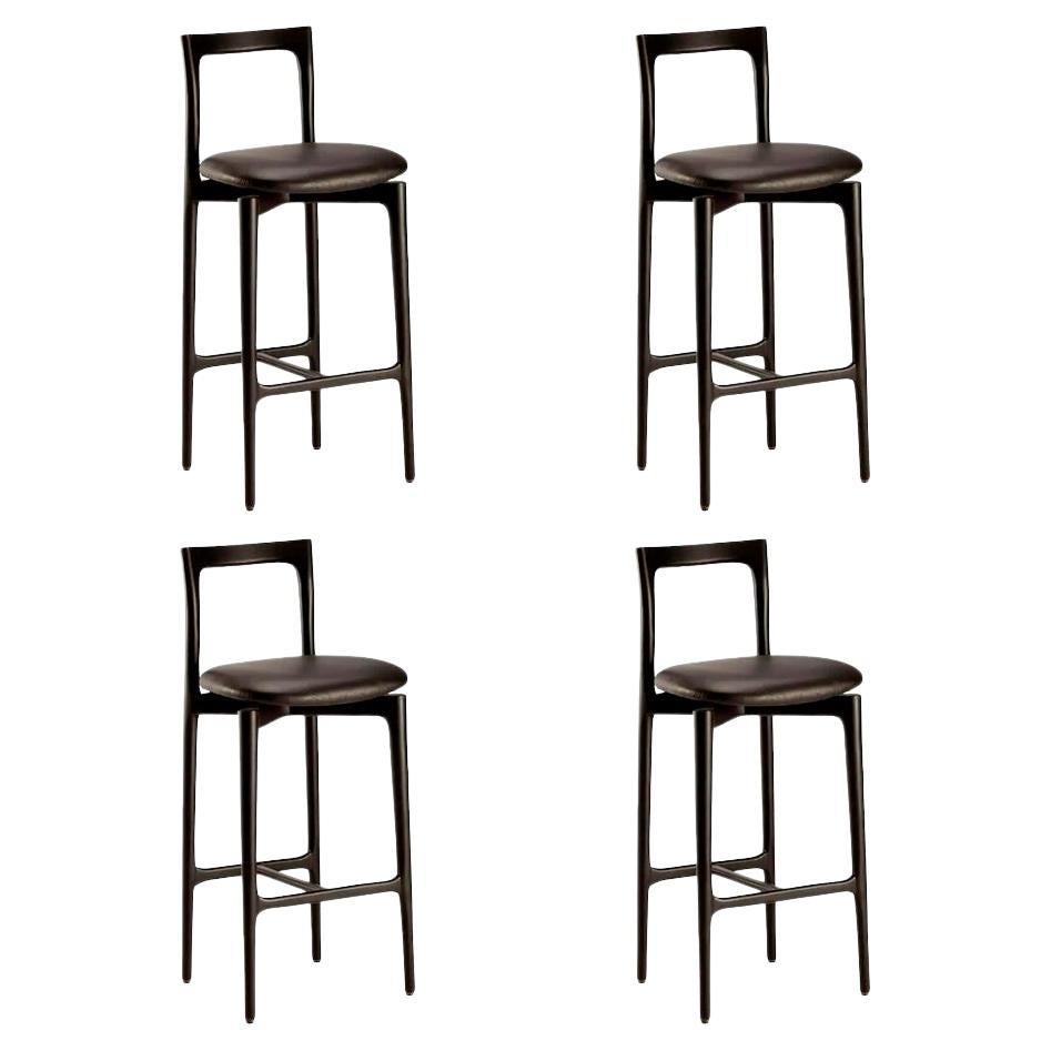 Ensemble de 4 chaises de bar grises par Collector en vente