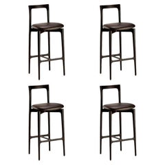 Ensemble de 4 chaises de bar grises par Collector
