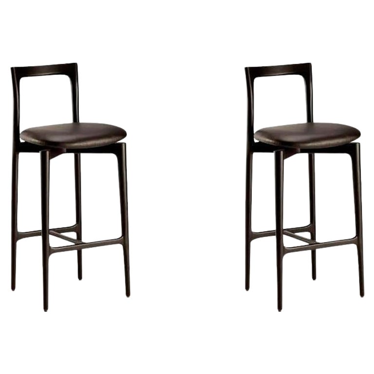 Ensemble de 2 chaises de bar grises par Collector