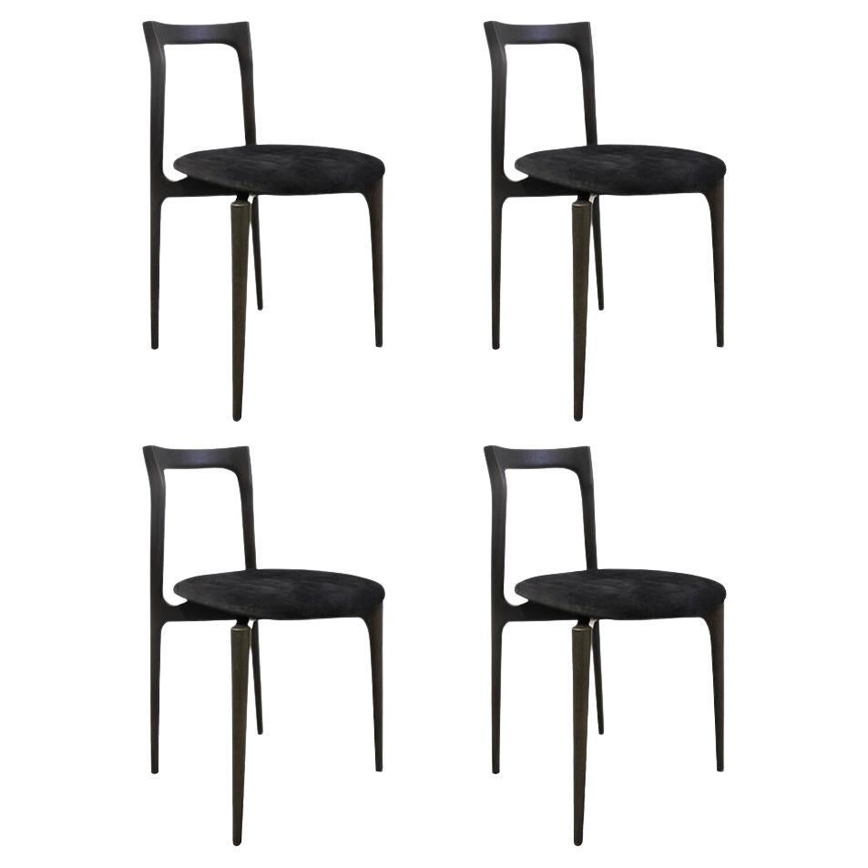 Set of 4 Grey Dining Chair by Collector For Sale
