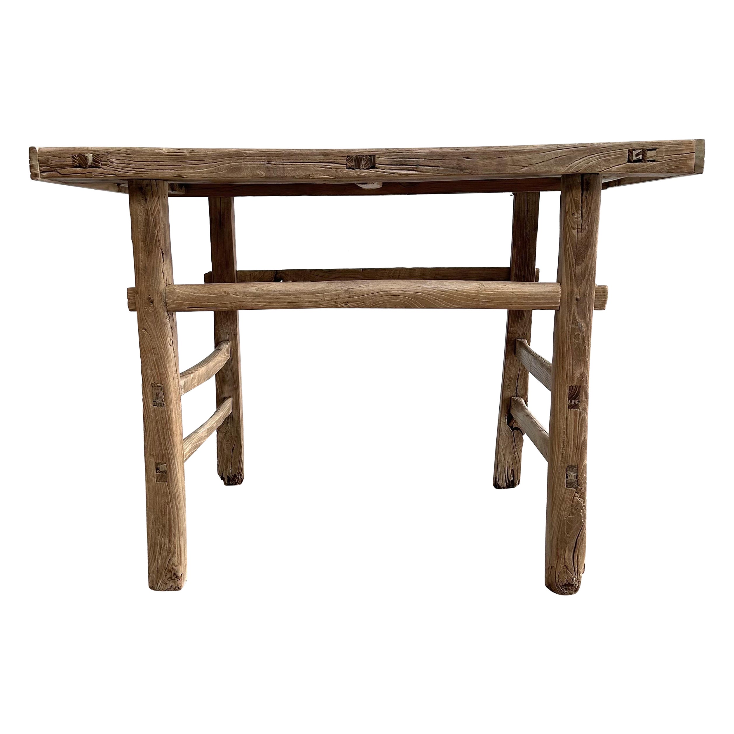 Vieille table console en bois d'orme