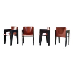 Arnold Merckx for Arco Cognac Saddle Leather Dining Chair Set of 4