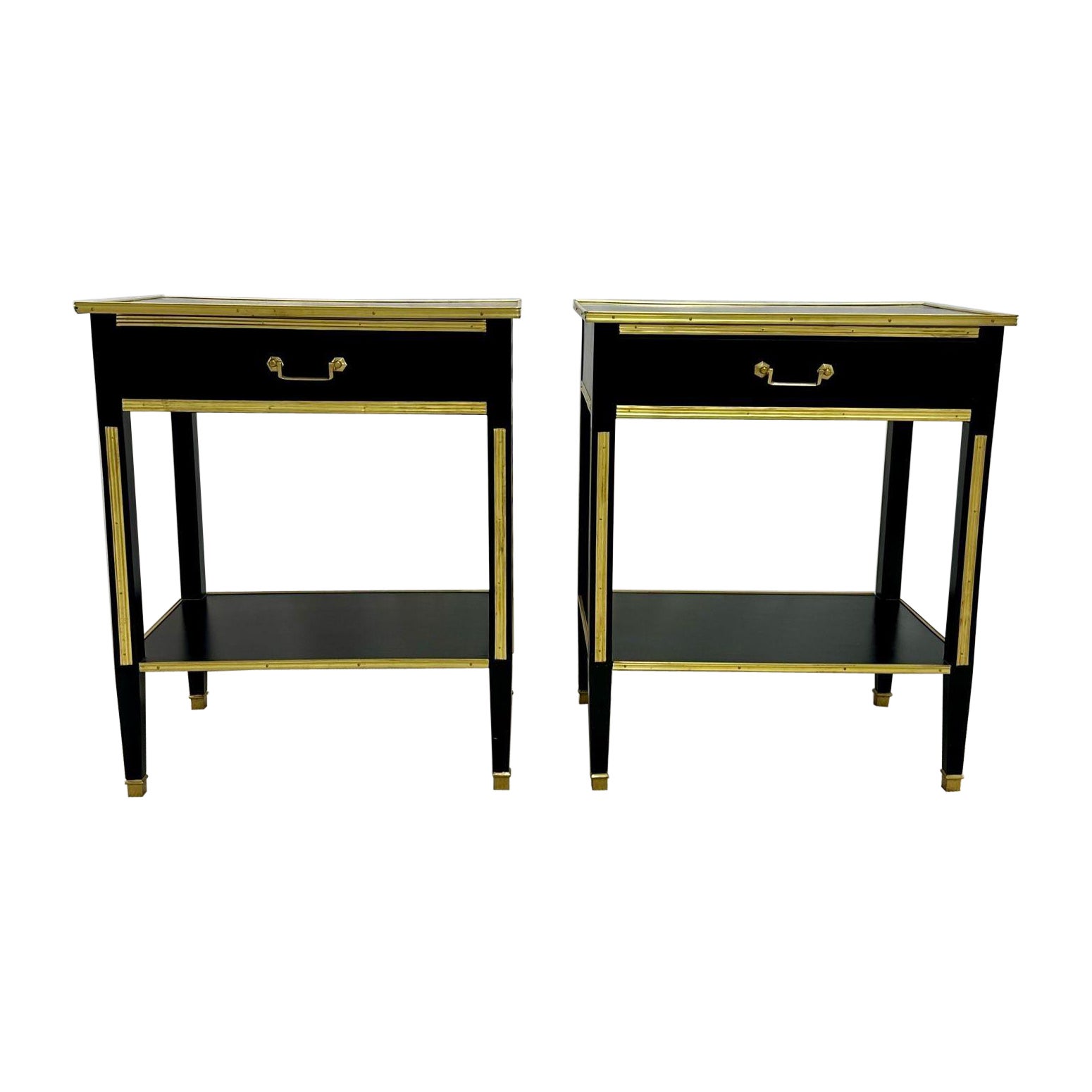 Pair of Ebony End / Side Tables, Night Tables, Maison Jansen Style, Hollywood For Sale
