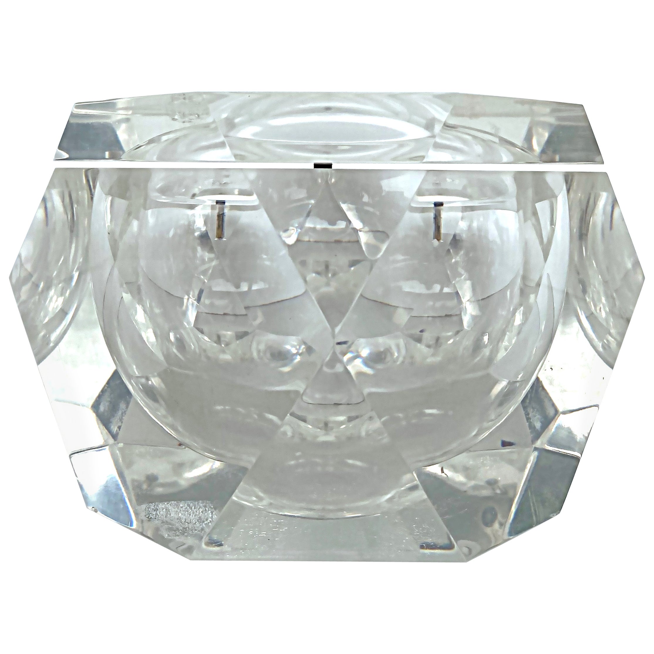 1970s Carole Stupell Faceted Swivel Top Lucite Ice Bucket, Octagonal For Sale