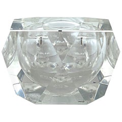 1970s Carole Stupell Faceted Swivel Top Lucite Ice Bucket, Octagonal