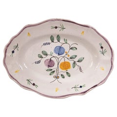 19th Century French Faience Nevers Botanical Oval Plate Platter