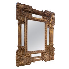 19th Century Spanish Wall Mirror in Gilded Wood