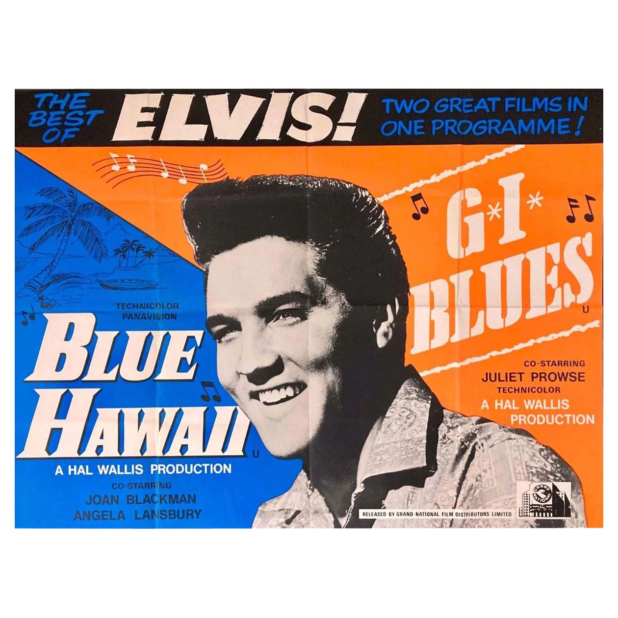 Blue Hawaii / G.I. Blues, Unframed Poster, 1961 For Sale