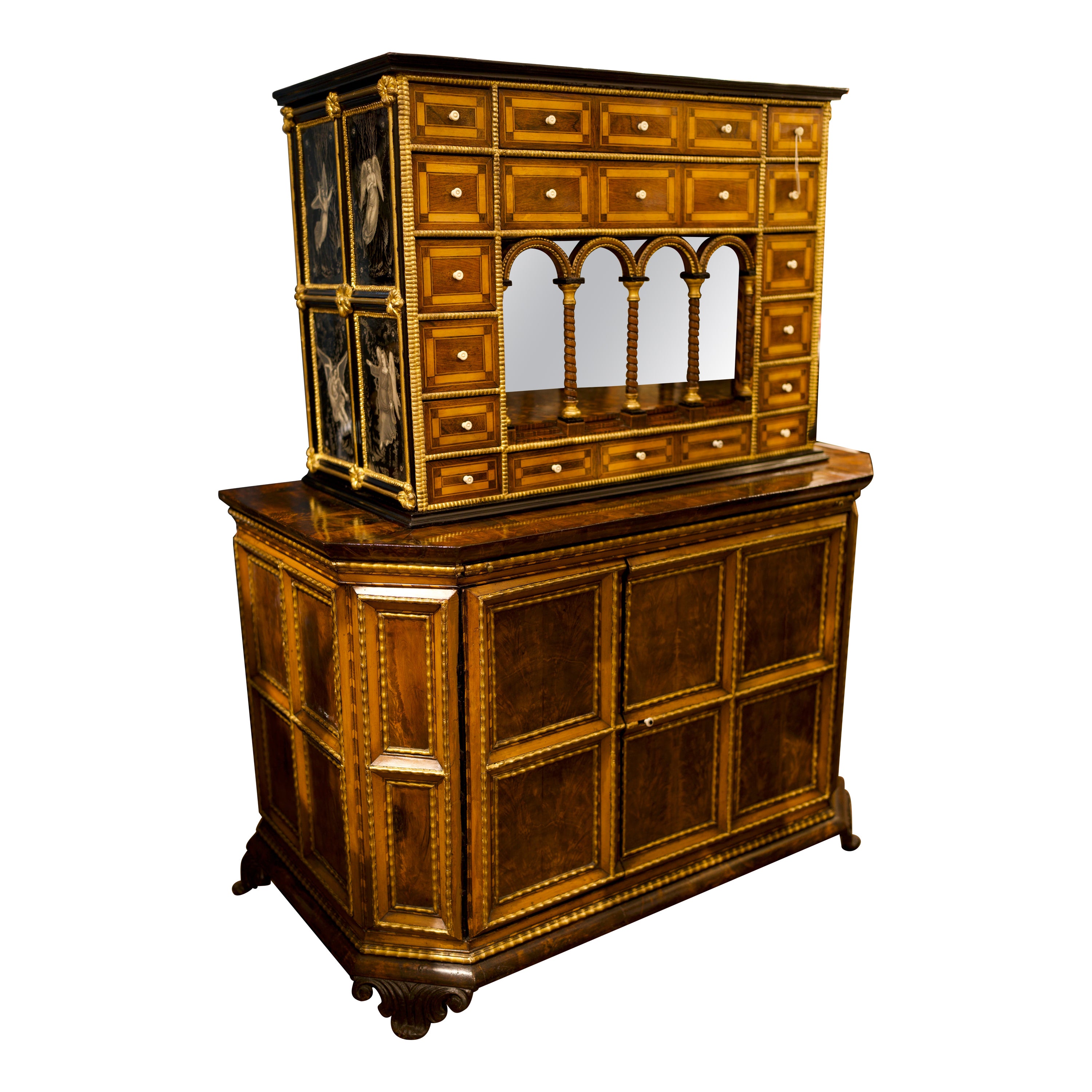 18th Century Parquetry Flemish Cabinet and Base For Sale