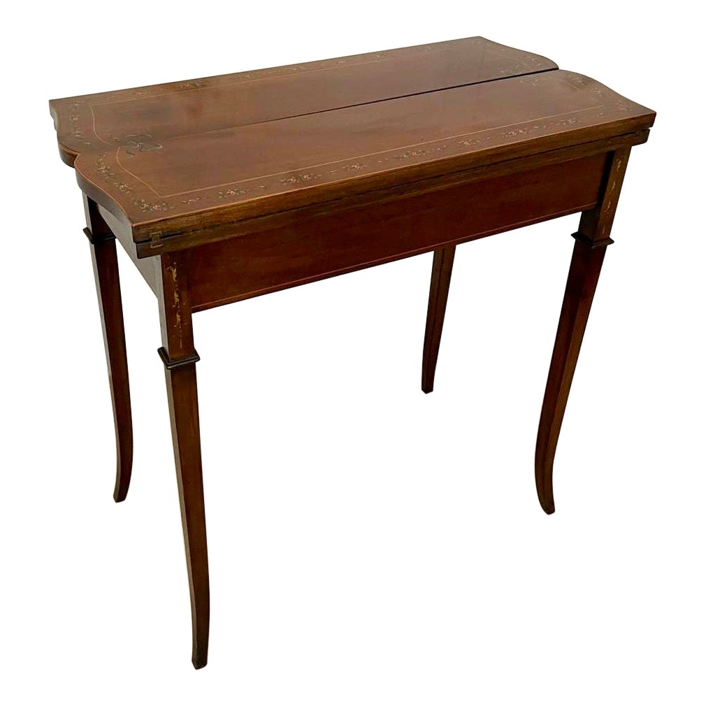 Antique Edwardian Quality Mahogany Hand Painted Card/Side Table  For Sale