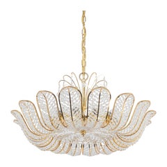 Large Brass and Crystal Chandelier, Designed by Palwa, Germany, 1970s